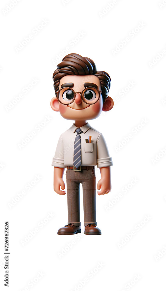 3D cartoon teacher. Teacher in full view. 3D cartoon teacher. Teacher in full view.