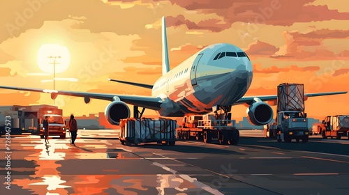 Loading of goods on board a cargo plane, airport , Business logistic. ai generative