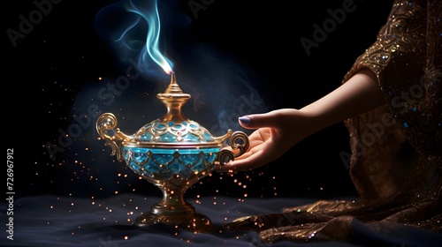make a wish on the beautiful magic genie lamp
