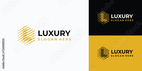 Letter L initial vector logo design with abstract hexagon stripes.