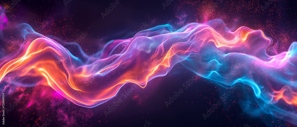 Dynamic colorful wave on a starry background.
