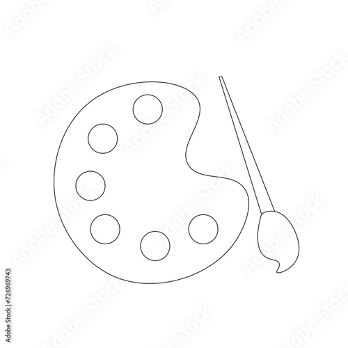 Paint brush and palette icon. Simple brush and palette for social media, app, cards, posters and web design. Vector, palate, primary colors, watercolor