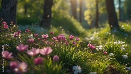 spring season in the green forest
