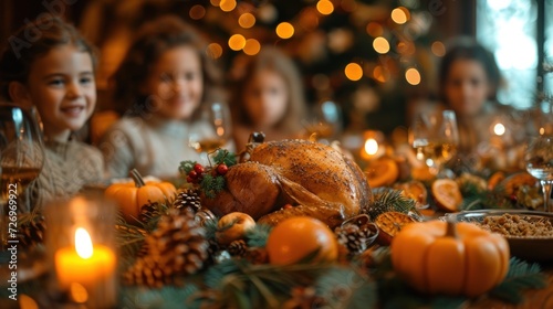 Children's Joy at a Festive Thanksgiving Table