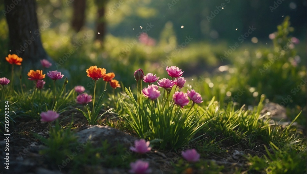 Fototapeta premium spring season in the green forest