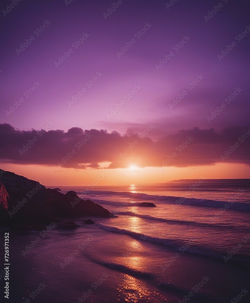 Fototapeta premium purple sunset, sea view