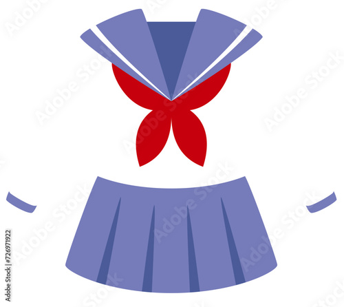 シンプルなセーラー服のアイコン（夏服長袖）png、ベクター使用推奨／uniform