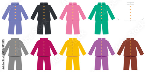 カラフルでシンプルな学ランのアイコンセット（冬服）png、ベクター使用推奨／uniform