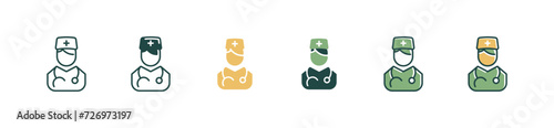 medicals support paramedic nurse icon vector hospital health care person surgery assistant specialist wearing stethoscope symbol illustration for web and app