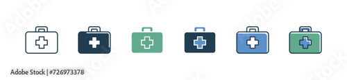 First aid kit medicals box icon set medkit emergency safety briefcase vector simple illustration medic tools line symbol design for web and app photo