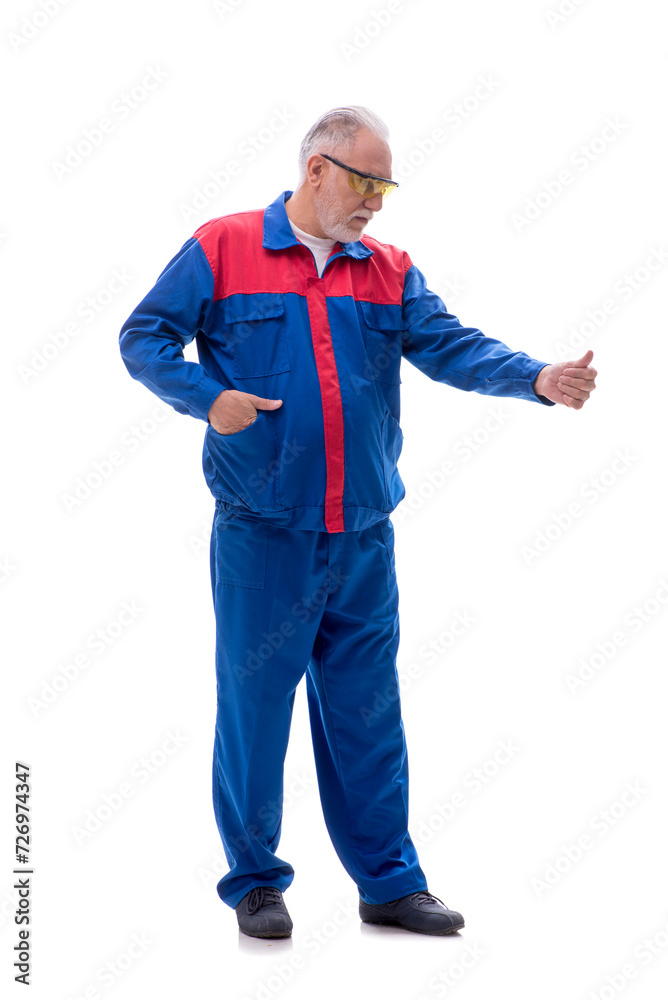 Old repairman isolated on white Old repairman isolated on white