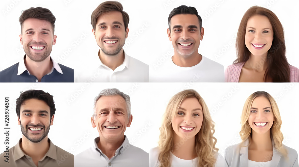 Many headshots of men and women smiling at the camera