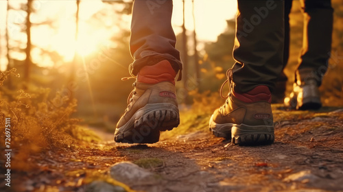 Hikers walking in the forest