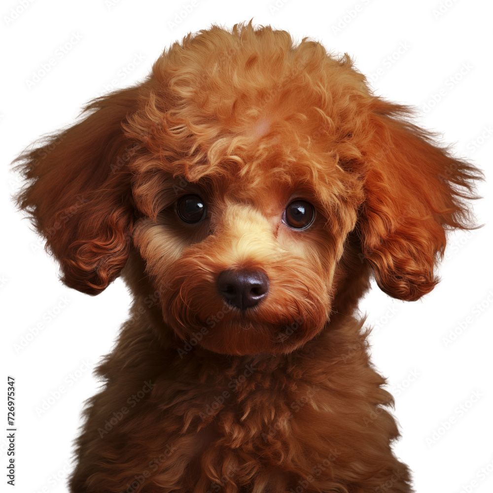 Portrait of a Poodle puppy, red poodle puppy sitting, transparent background Portrait of a Poodle puppy, red poodle puppy sitting, transparent background