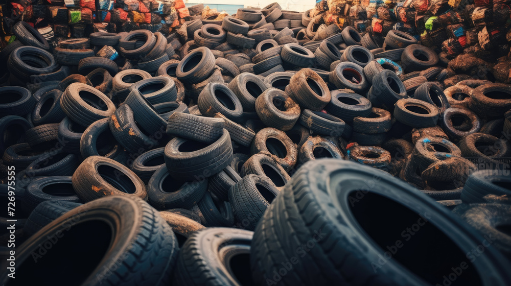 Obraz premium Tire cemetery, tire dump
