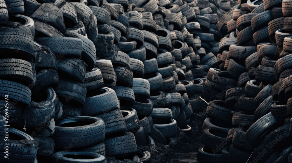 Obraz premium Tire cemetery, tire dump