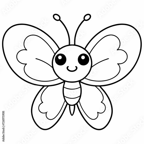 butterfly black and white vector illustration for coloring book 
