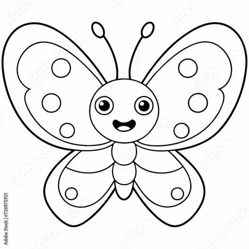 butterfly black and white vector illustration for coloring book	