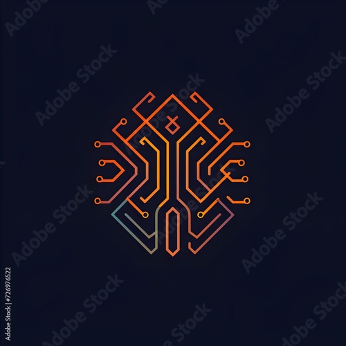 Brain schematic logo for technology photo