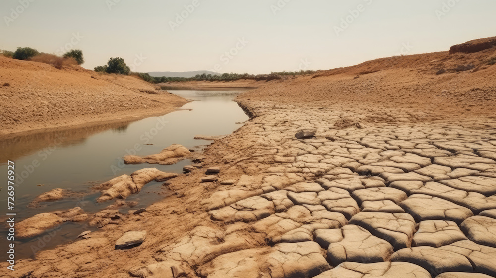 Drying up of lakes and rivers in summer