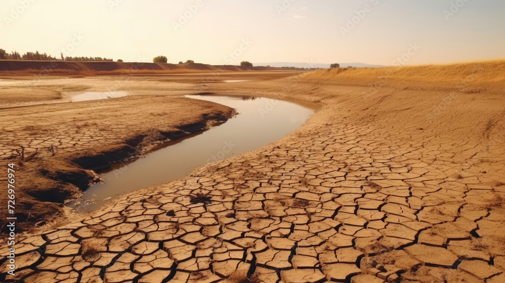 Drying up of lakes and rivers in summer