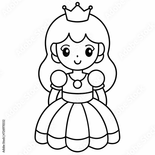 Princess black and white vector illustration for coloring book	