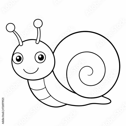 snail black and white vector illustration for coloring book	