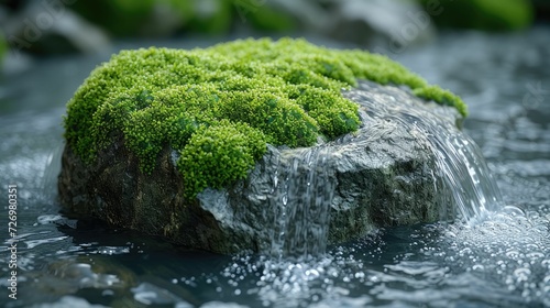 Contrasting Tapestry: Where Rock, Moss, and Water Entwine