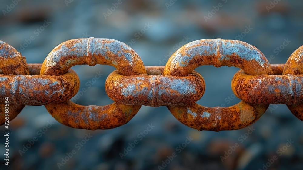 a rusty chain link, emphasizing the texture and depth of rust a rusty chain link, emphasizing the texture and depth of rust