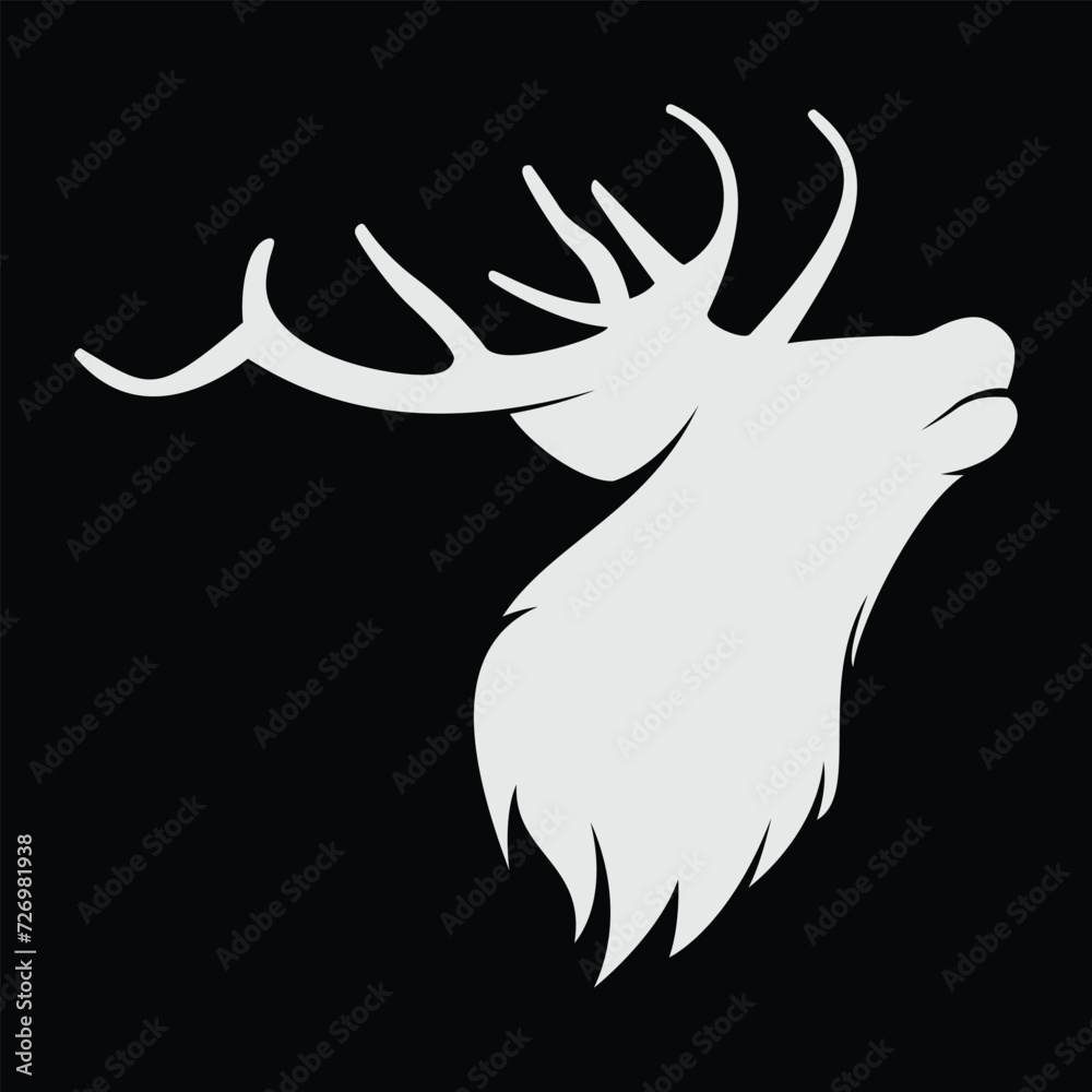 Deer Antler Head Silhouette Detailed Shape Deer Antler Head Silhouette Detailed Shape