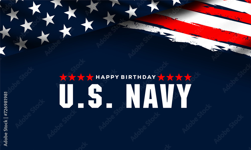 Happy birthday US Navy October 13 background Vector Illustration