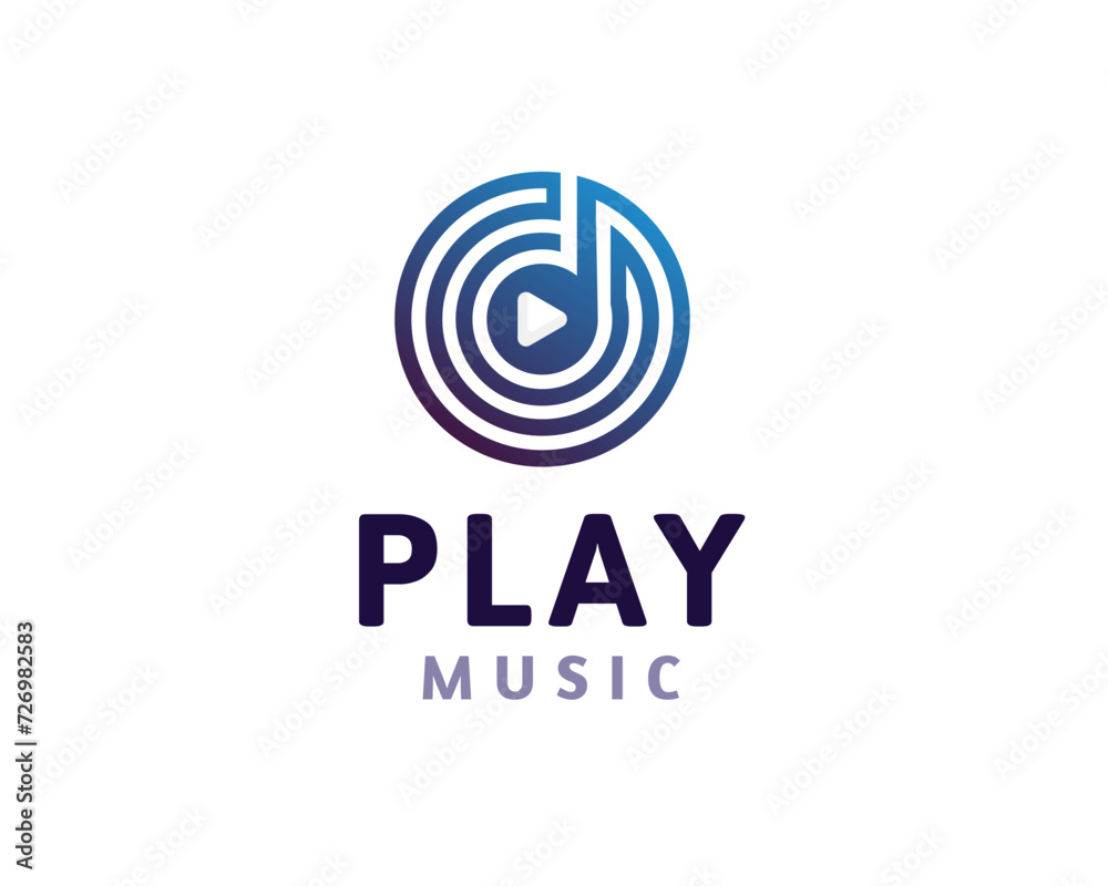 circle play note music logo icon symbol design template illustration inspiration
