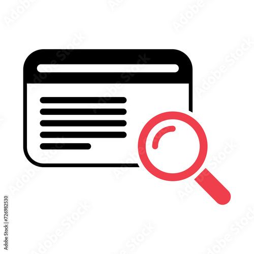 Search result icon, research data report sign, control analysis symbol vector illustration