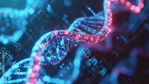 DNA structure intertwined with binary code