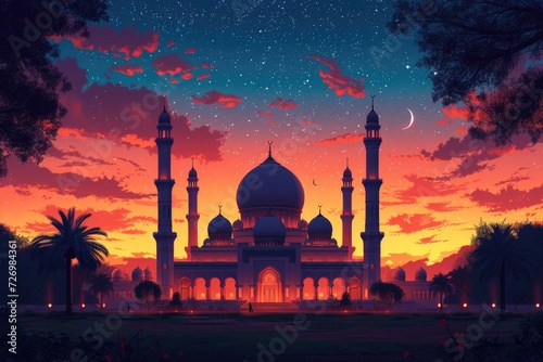islamic greeting card for Ramadan kareem or ied mubarak background © NikahGeh