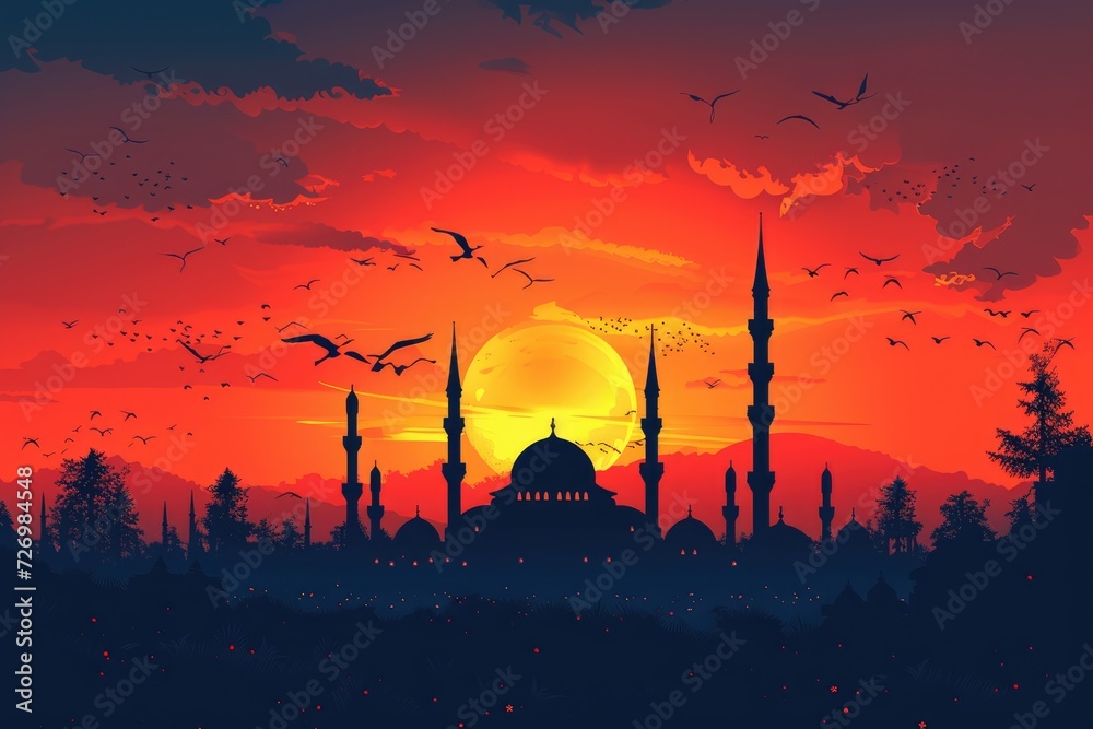Obraz premium islamic greeting card for Ramadan kareem or ied mubarak background