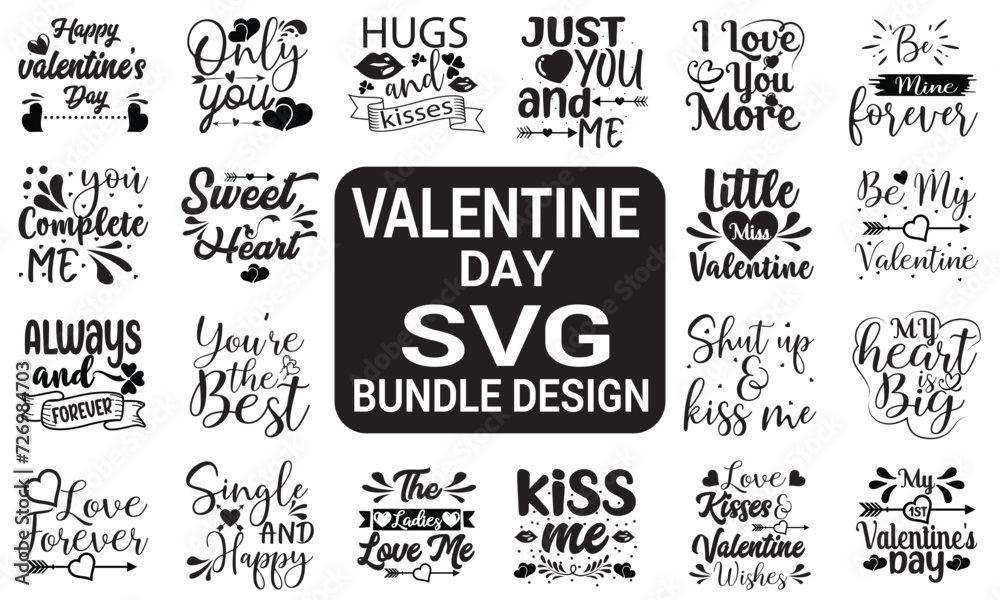 Valentine's day svg bundle. Valentine's day t-shirt design svg bundle. Valentine day svg bundle design. EPS 10
