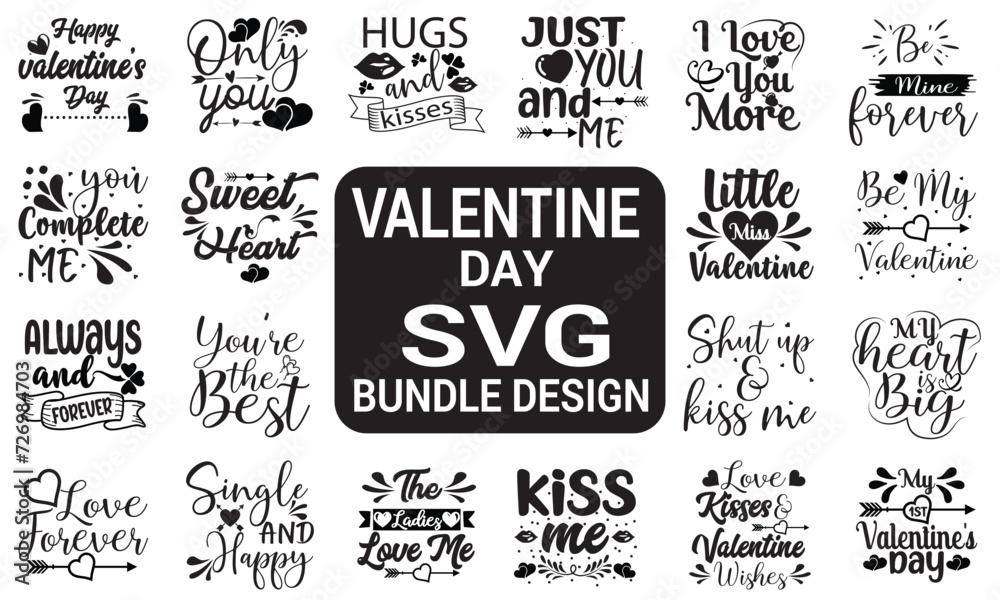 Fototapeta premium Valentine's day svg bundle. Valentine's day t-shirt design svg bundle. Valentine day svg bundle design. EPS 10