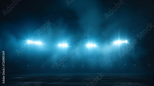 Stadium lights and smoke against dark night sky background Generated Ai 