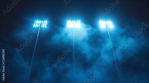 Stadium lights and smoke against dark night sky background Generated Ai
