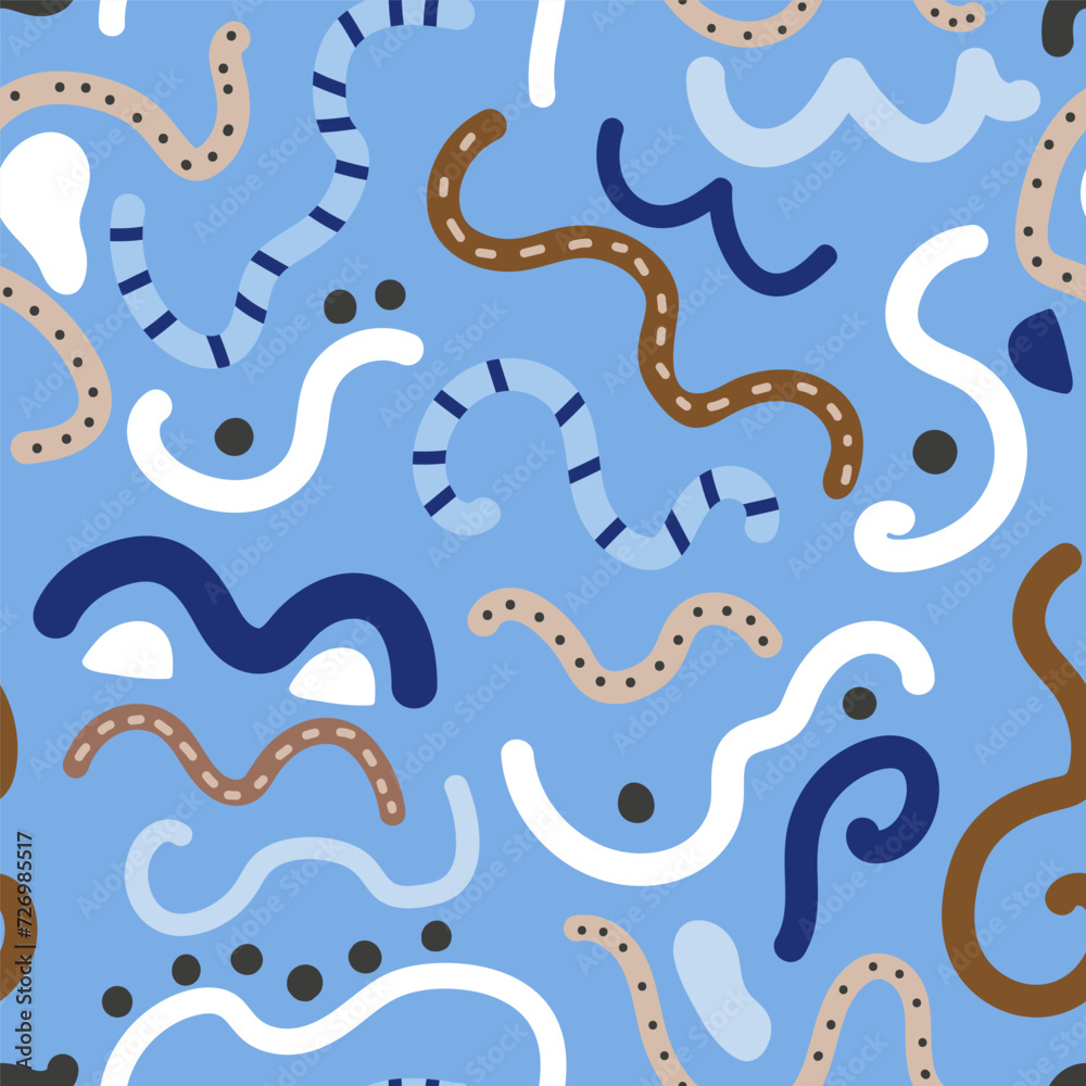 Geometric seamless patterns with abstract lines. Blue artistic background. Vector illustration Geometric seamless patterns with abstract lines. Blue artistic background. Vector illustration
