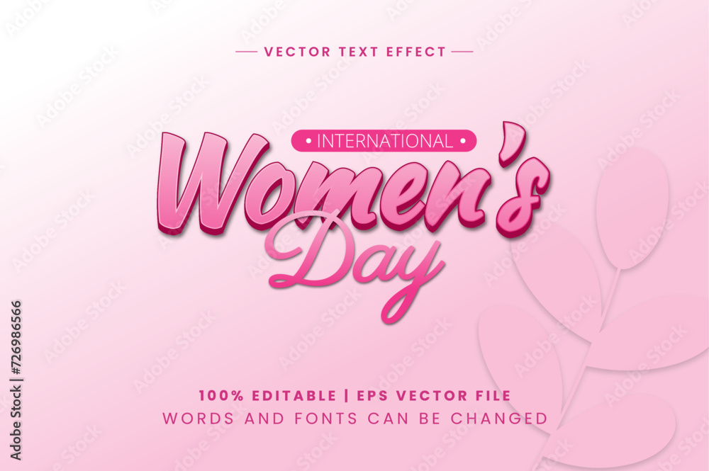 International Women's Day Pink Color Editable 3d Text Effect
