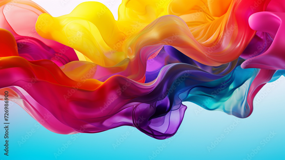  Colorful splash. Liquid and smoke explosion of colors on white background,