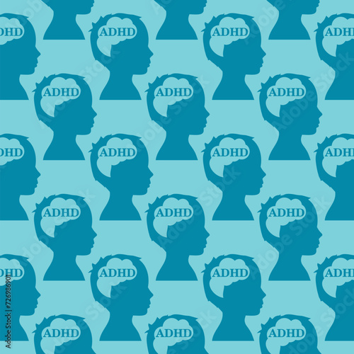 Attention Deficit Hyperactivity Disorder concept seamless pattern