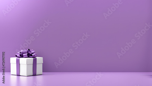 3D banner template designed with gift box. Minimal purple pastel background suitable for woman's day, mother's dan and valentine's day.
