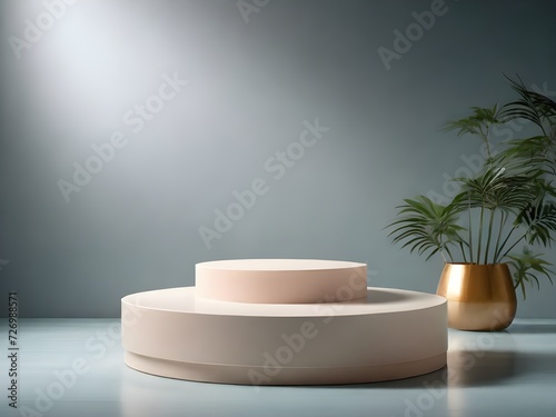 photo product display stage with circle podium 3d background.