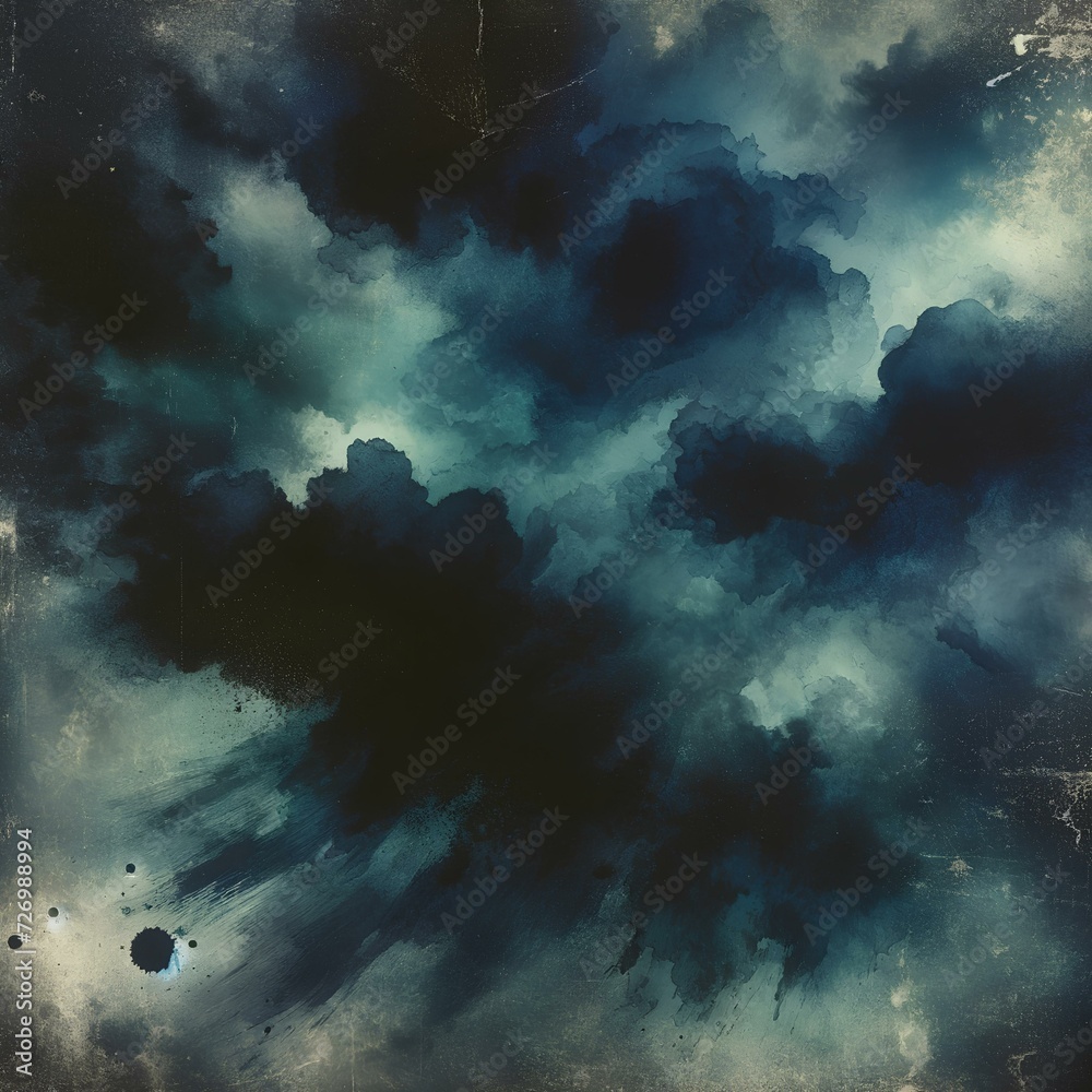 Fototapeta premium An abstract watercolor paint background in dark blue with a grunge texture. The design should be suitable for use as a background or banner