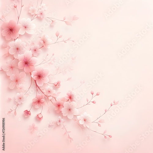 A pink delicate background with a pattern of cherry blossoms, creating an elegant and gentle design. The image should capture the essence of spring © Ubix