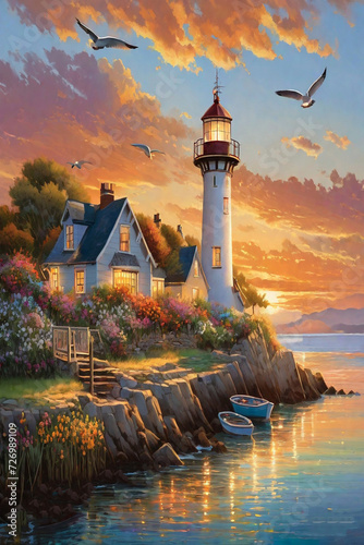 lighthouse at sunset