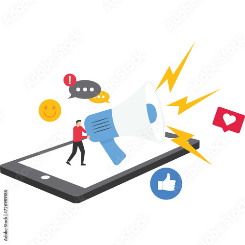 Social media posting to increase popularity, Vector illustration in flat style


